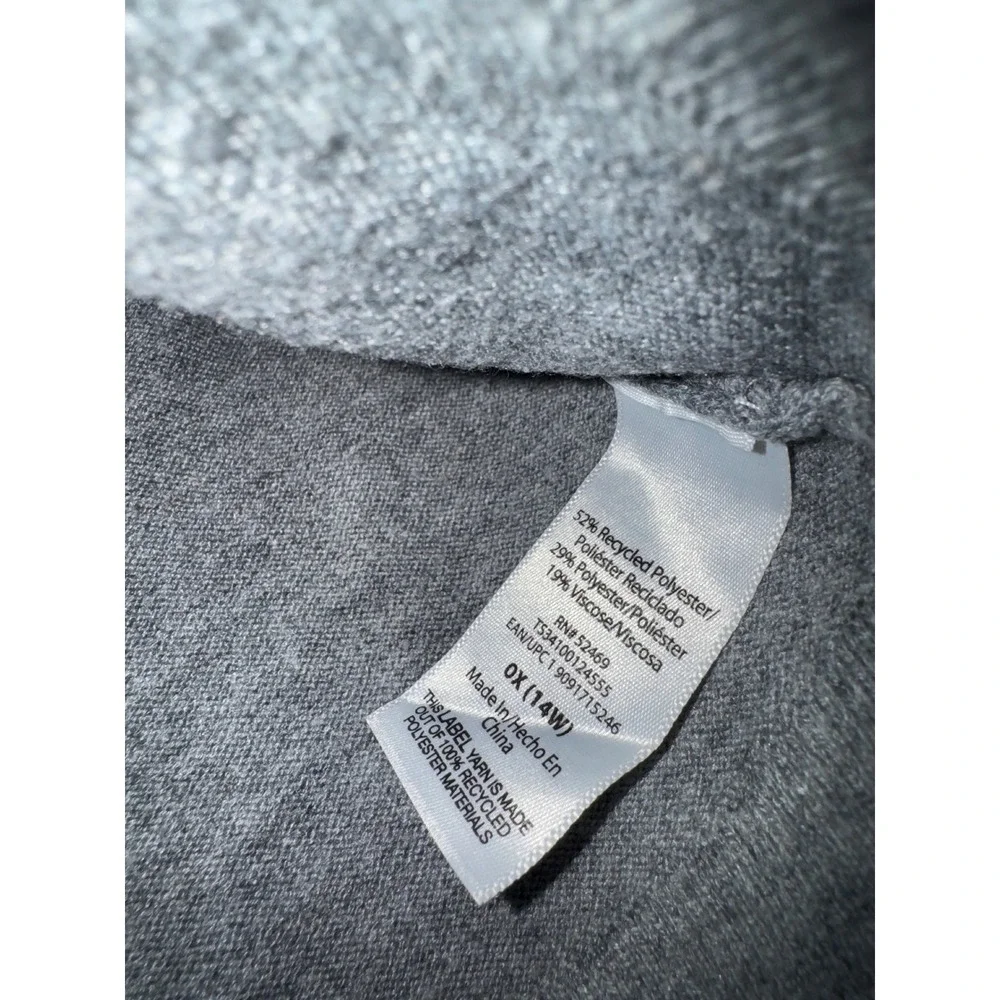 Terra Sky Womens 0XL‎ Grey V Neck Sleeveless Sweater Vest Knit Top